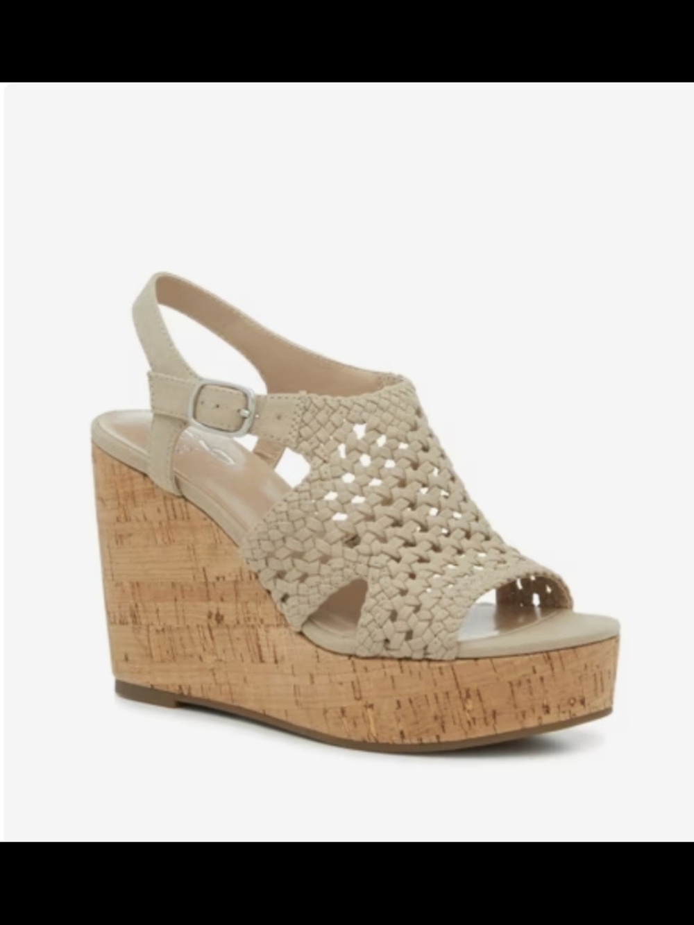 Mix No. 6 Jaleena Woven Slingback Cork Wedge Sandal in Beige 7.5"